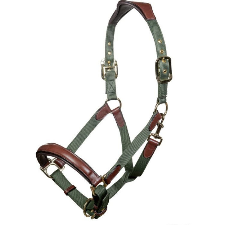 Cabezada Luna de cuero y nailon HKM