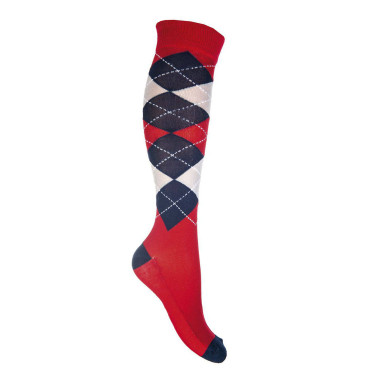 Calcetines Check Classico HKM Rojo / azul marino modelo antiguo