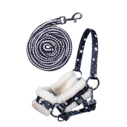 Cabezada y ramal Hobby Horsing HKM Azul marino estrellas