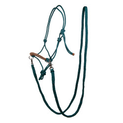 Cabezada etológica Strass con riendas / ramales HKM Petróleo / marrón Azul