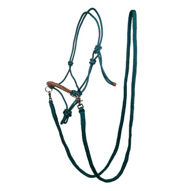 Cabezada etológica Strass con riendas / ramales HKM Petróleo / marrón Azul