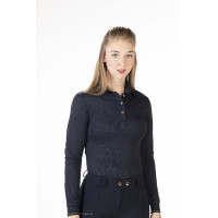 Polo Rosegold Glamour Style de manga larga HKM Azul oscuro / oro rosado