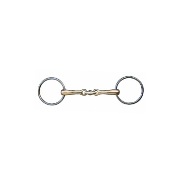 Mors doble rotura 18 mm maillechort anillas inox HKM Mors doble rotura 18 mm maillechort anillas inox HKM