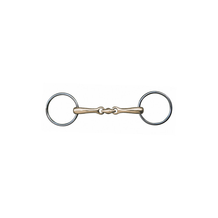 Mors doble rotura 18 mm maillechort anillas inox HKM Mors doble rotura 18 mm maillechort anillas inox HKM