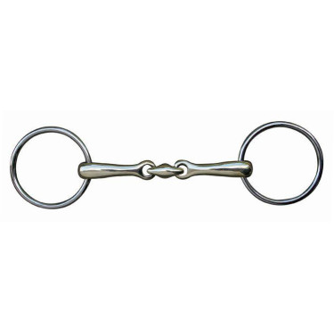 Muserola de doble articulación de 16 mm en acero inoxidable HKM Muserola de doble articulación de 16 mm en acero inoxidable HKM