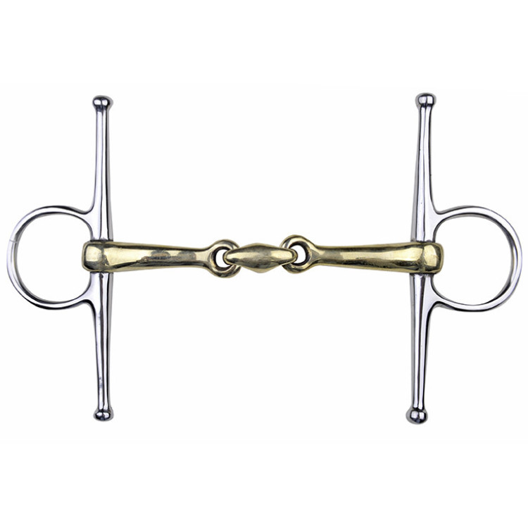 Bocado de agujas en maillechort 16 mm anillas inoxidables HKM Bocado de agujas en maillechort 16 mm anillas inoxidables HKM