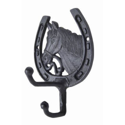Soporte para bridas con cabeza de caballo en latón HKM Soporte para bridas con cabeza de caballo en latón HKM