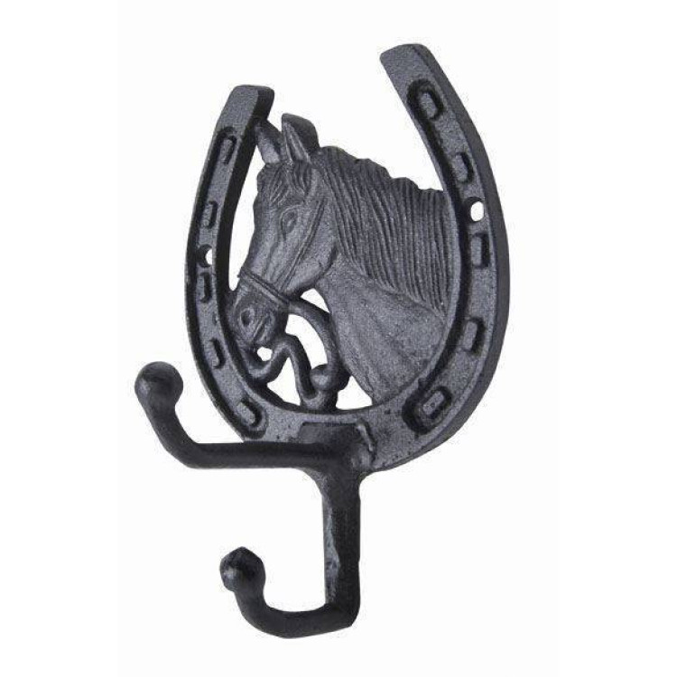 Soporte para bridas con cabeza de caballo en latón HKM Soporte para bridas con cabeza de caballo en latón HKM