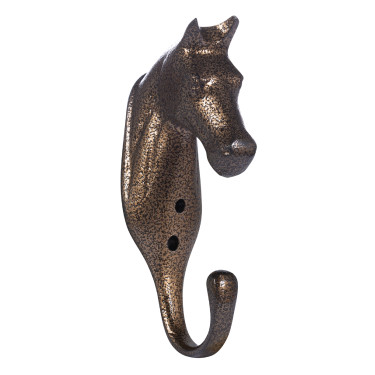 Soporte para bridas con cabeza de caballo en aluminio HKM Bronce Marr&amp;amp;amp;oacute;n