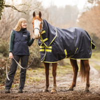 Manta Bucas Oasis Turnout 200g con cubrecuello Gris oscuro / lima Manta Bucas Oasis Turnout 200g con cubrecuello Gris oscuro / lima