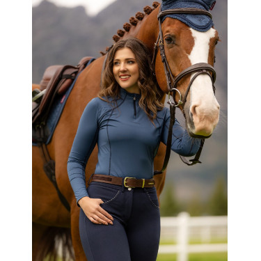 Cinturón LeMieux con inserciones de ante Castaño Marr&amp;oacute;n