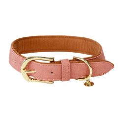 Collar para perro de cuero vegano Kentucky Melocotón Rosa