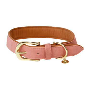 Collar para perro de cuero vegano Kentucky Melocotón Rosa