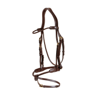 Brida con muserola combinada trenzada redonda Dy'on Castaño Marrón