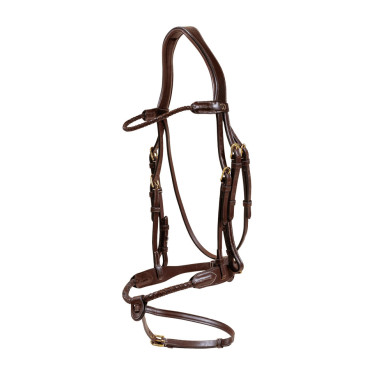 Brida con muserola combinada trenzada redonda Dy'on Castaño Marrón Brida con muserola combinada trenzada redonda Dy'on Castaño Marrón