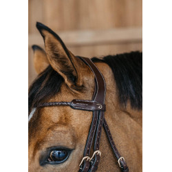 Brida con muserola combinada trenzada redonda Dy'on Castaño Marrón