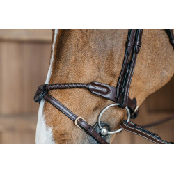 Brida con muserola combinada trenzada redonda Dy'on Castaño Marrón