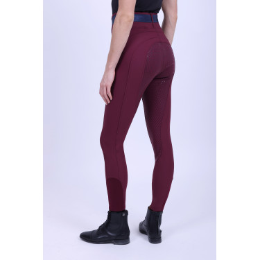 Legging de equitación HV Polo Clarissa FullGrip Bahía negra Burdeos