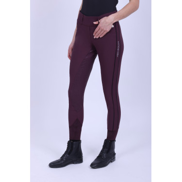 Legging de equitación HV Polo Isabell FullGrip Bahía negra Burdeos