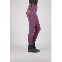 Pantalón de equitación Euro-star Indigo Glam FullGrip Bahía negra Burdeos