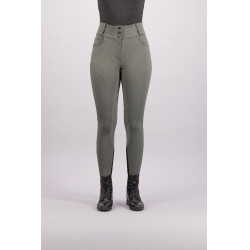 Pantalón de equitación Euro-star Indigo de cintura alta FullGrip Gris ruleta