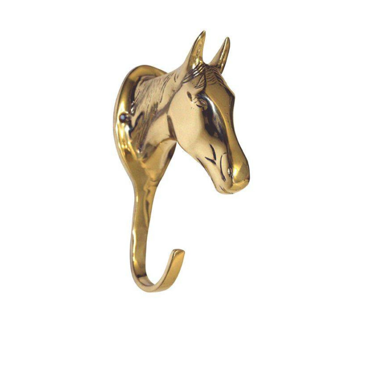 Colgador de bridas HKM cabeza de caballo en latón