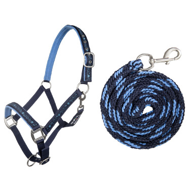 Set de cabezada y ramal 180cm mosquetón HKM Stars Set de cabezada y ramal 180cm mosquetón HKM Stars
