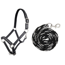 Set de cabezada y ramal 180cm mosquetón HKM Stars