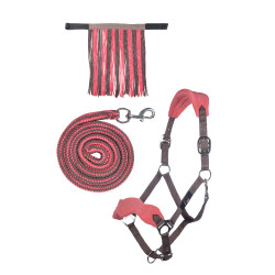 Set de cabezada HKM con mosquetón y flecos desmontables