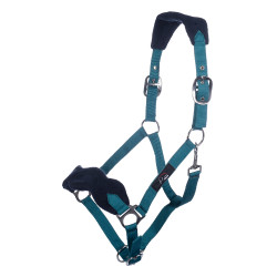 Set de cabezada HKM con mosquetón y flecos desmontables Petróleo / azul marino