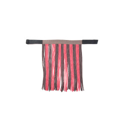 Set de cabestro HKM con mosquetón antipánico y flecos desmontables Moka / rosa lechoso