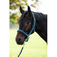 Conjunto de cabezada con mosquetón HKM Crystal acolchado Fucsia / marino Conjunto de cabezada con mosquetón HKM Crystal acolchado Fucsia / marino