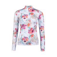 Camiseta técnica HKM Flower de manga larga Blanco / rosa vivo