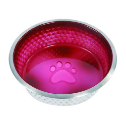 Cuenco para perro WeatherBeeta de acero inoxidable antideslizante Magenta Rosa