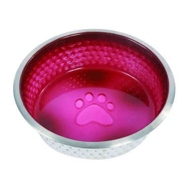 Cuenco para perro WeatherBeeta de acero inoxidable antideslizante Magenta Rosa