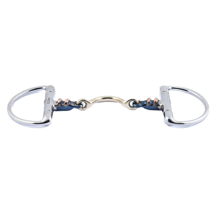 Mors de oliva Jump'In doble rotura Blue Steel con inserción de cobre y paso de lengua Mors de oliva Jump'In doble rotura Blue Steel con inserción de cobre y paso de lengua