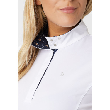 Polo Blaire Horze Crescendo mujer Blanco / azul marino