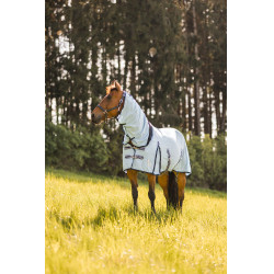 Manta antimoscas Freja Horze con cubre cuello Azúl claro Manta antimoscas Freja Horze con cubre cuello Azúl claro