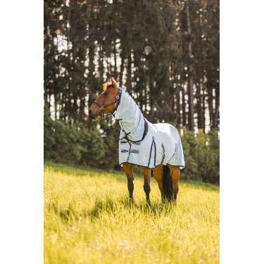 Manta antimoscas Freja Horze con cubre cuello Azúl claro Manta antimoscas Freja Horze con cubre cuello Azúl claro