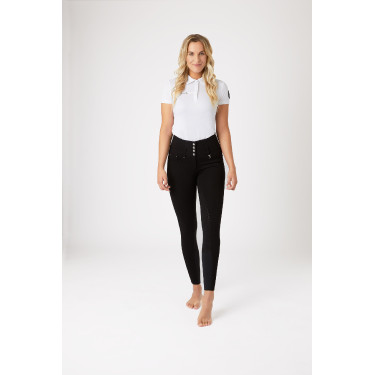 Pantalones de Montar con Cintura Alta deAsiento Completo de Silicona para Mujer Tara Horze Negro Pantalones de Montar con Cintura Alta deAsiento Completo de Silicona para Mujer Tara Horze Negro