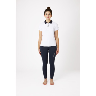 Camisa Polo de Manga Corta para Mujer Claudine B Vertigo Blanco / azul marino