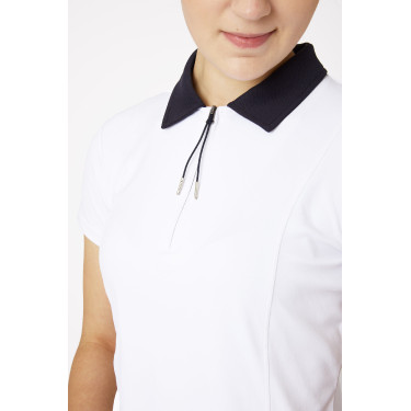 Camisa Polo de Manga Corta para Mujer Claudine B Vertigo Blanco / azul marino