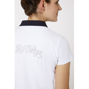 Camisa Polo de Manga Corta para Mujer Claudine B Vertigo Blanco / azul marino
