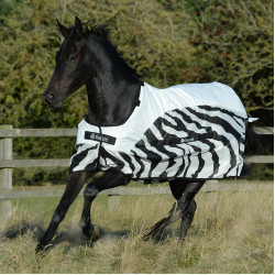 Cubre-moscas Bucas Buzz-Off Rain Zebra con cuello