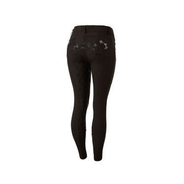 Pantalón de equitación de asiento completo Horze Kaitlin para mujer con decoración floral Marrón oscuro Marr&amp;amp;amp;oac