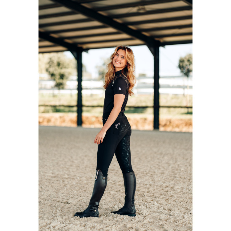 Pantalón de equitación de asiento completo Horze Kaitlin para mujer con decoración floral Pantalón de equitación de asiento completo Horze Kaitlin para mujer con decoración floral