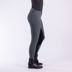 Pantalón de equitación Easy Rider Queen Diamond con culera de piel Castaño oscuro Gris