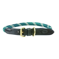 Collar para perro Weatherbeeta de cuero y cuerda Verde cazador / marrón