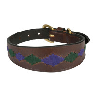 Collar para perro Weatherbeeta de cuero Polo Lurcher Marrón beaufort / rosa / azul verdoso Marr&amp;amp;oacute;n