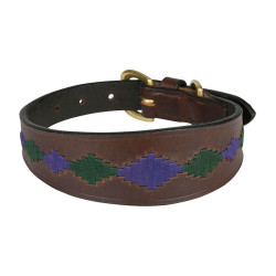 Collar para perro Weatherbeeta de cuero Polo Lurcher Marrón beaufort / rosa / azul verdoso Marr&amp;oacute;n